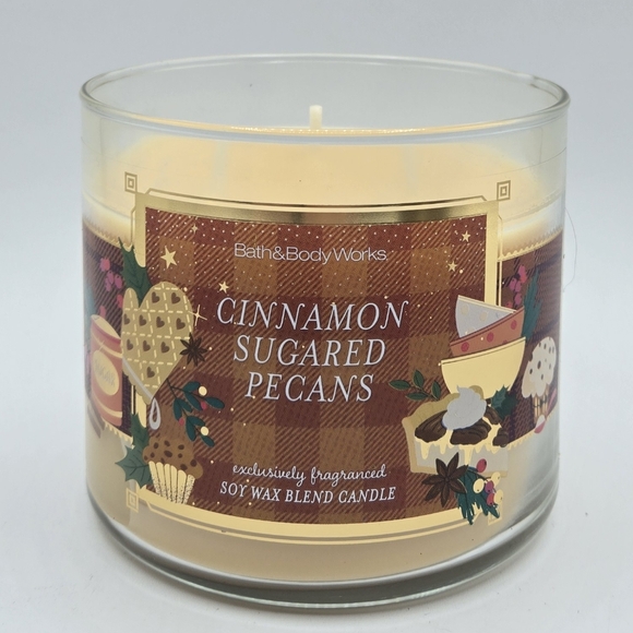 Bath and Body Works Cinnamon Sugared Pecans 3 wick Candle - Picture 2 of 5
